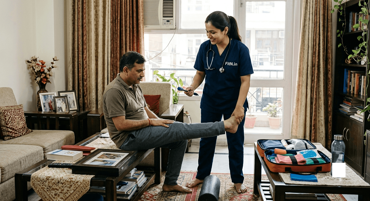 Showing physiotherapy skills of an expert physiotherapist of Delhi Naturopathy
